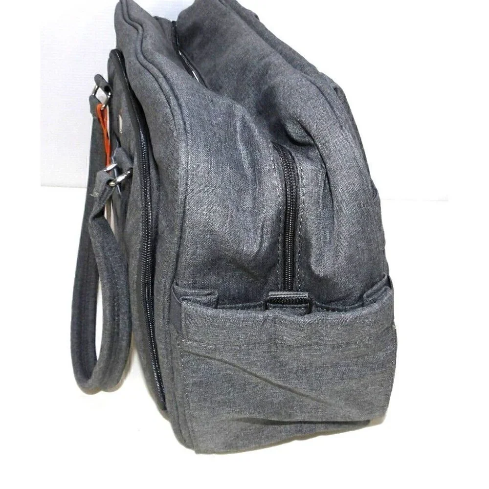 WELAVILA gray fabric diaper bag tote with shoulder strap and changing pad NEW!